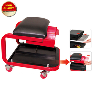 Mechanic tool seat with tool tray 